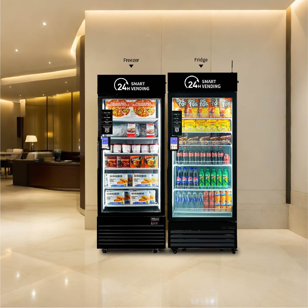 Vending machines with food and drinks